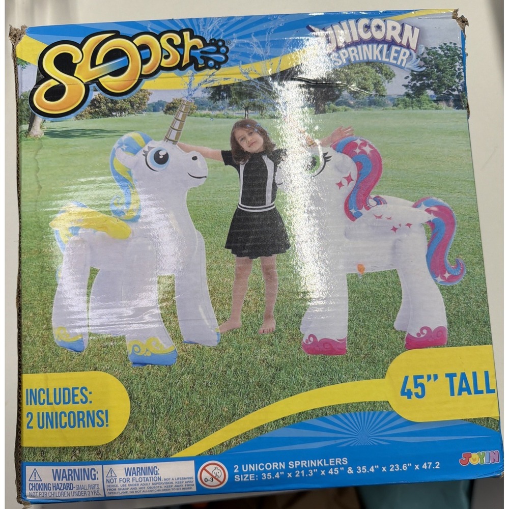 Sloosh Inflatable Unicorn Sprinkler with Wings‎ - 2 Pack 45" Tall New
